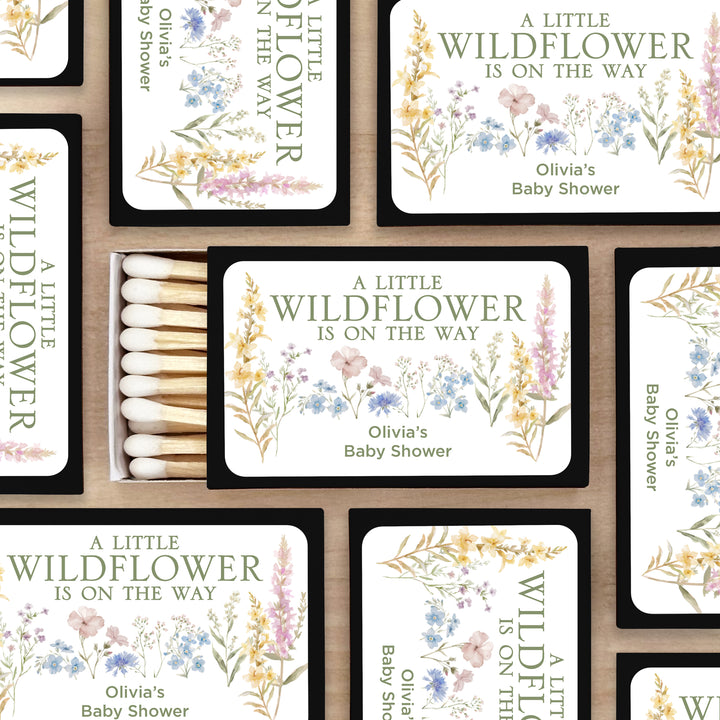 A Little Wildflower is on the Way, Baby Shower Favor Matches (Set of 50)