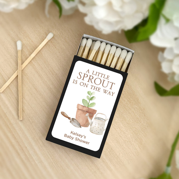 A Little Sprout is on the Way, Baby Shower Favor Matches (Set of 50)
