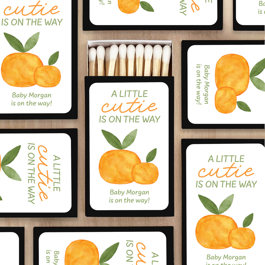 A Little Cutie is on the Way, Baby Shower Favor Matches (Set of 50)