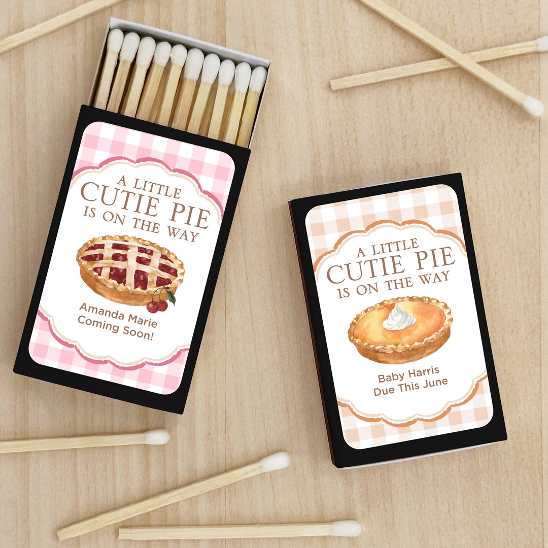 A Little Cutie Pie is on the Way, Baby Shower Favor Matches (Set of 50)