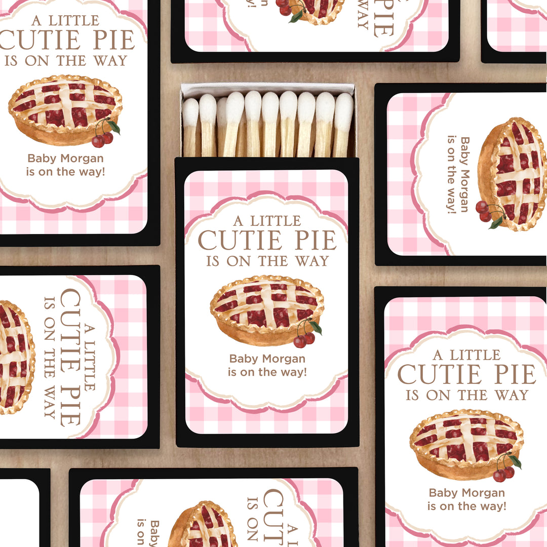 A Little Cutie Pie is on the Way, Baby Shower Favor Matches (Set of 50)