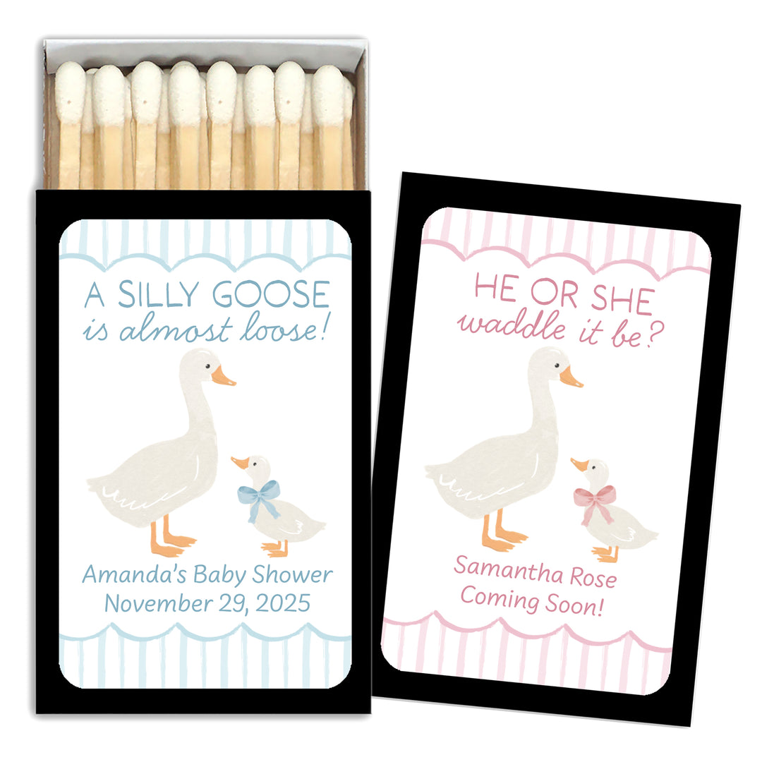 A Silly Goose is Almost Loose, Baby Shower Favor Matches (Set of 50)