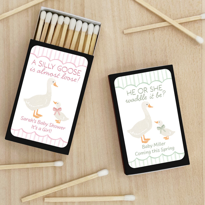 A Silly Goose is Almost Loose, Baby Shower Favor Matches (Set of 50)