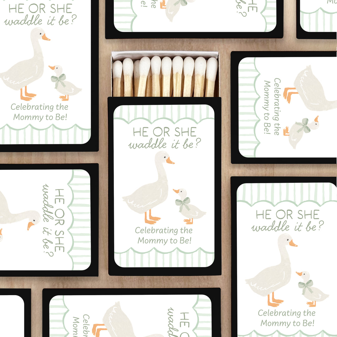 A Silly Goose is Almost Loose, Baby Shower Favor Matches (Set of 50)