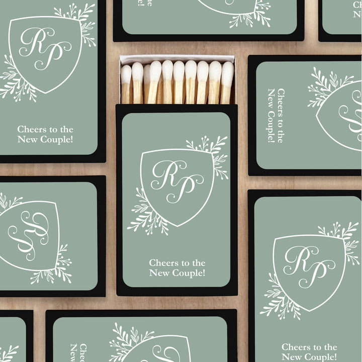 Wedding Favor Matches, Wedding Initials, Monogram Wedding Crest (Set of 50)
