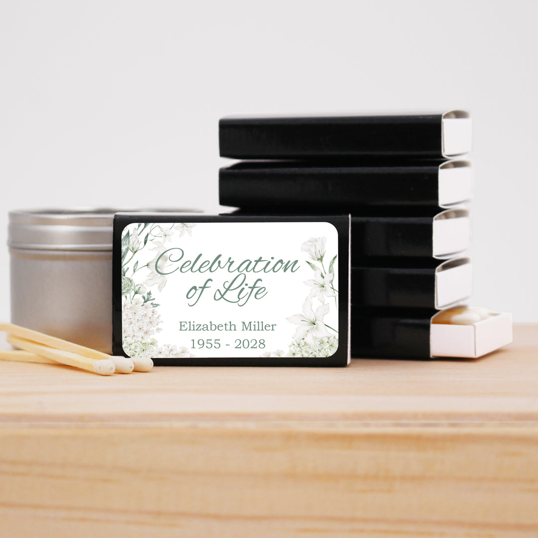 Memorial Matches, Sympathy Matches, Funeral Service Favor, In Loving Memory Favor, Celebration of Life, Memorial Service Keepsake -Set of 50