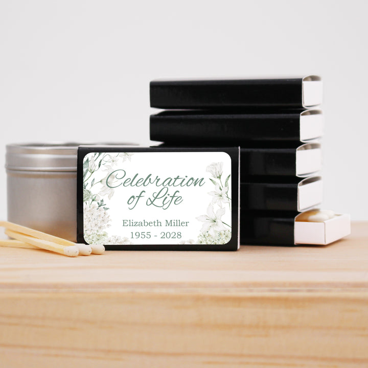 Memorial Matches, Sympathy Matches, Funeral Service Favor, In Loving Memory Favor, Celebration of Life, Memorial Service Keepsake -Set of 50