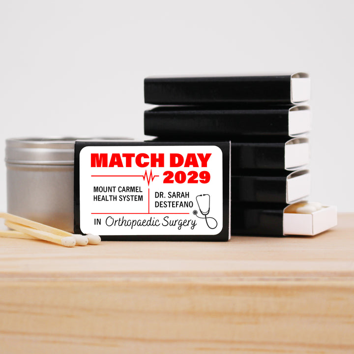 Residency Match Day Matchboxes, Custom Matches, Personalized Residency Gift - Set of 50
