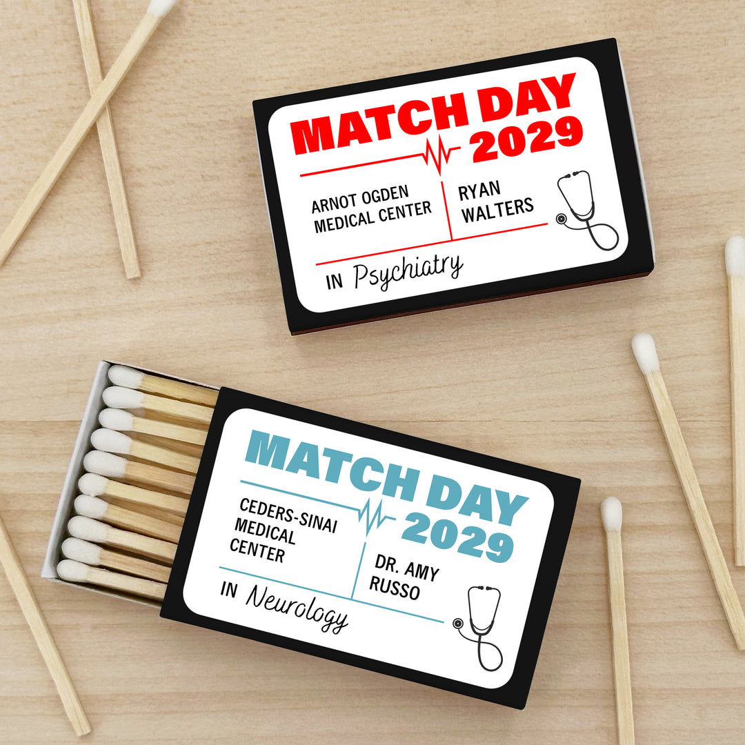 Residency Match Day Matchboxes, Custom Matches, Personalized Residency Gift - Set of 50