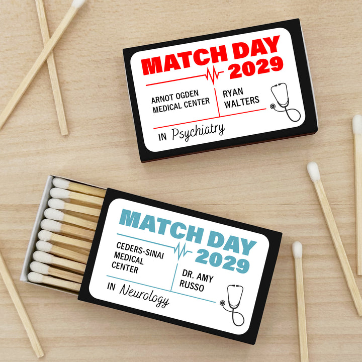 Residency Match Day Matchboxes, Custom Matches, Personalized Residency Gift - Set of 50