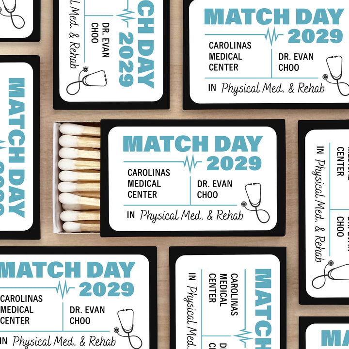 Residency Match Day Matchboxes, Custom Matches, Personalized Residency Gift - Set of 50