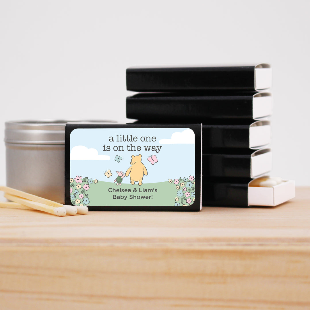 Baby Shower Favor Matches, Winnie the Pooh and Piglet, Blue Skies (Set of 50)