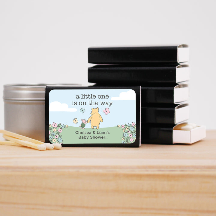 Baby Shower Favor Matches, Winnie the Pooh and Piglet, Blue Skies (Set of 50)