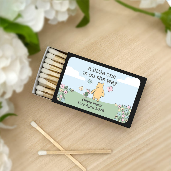 Baby Shower Favor Matches, Winnie the Pooh and Piglet, Blue Skies (Set of 50)