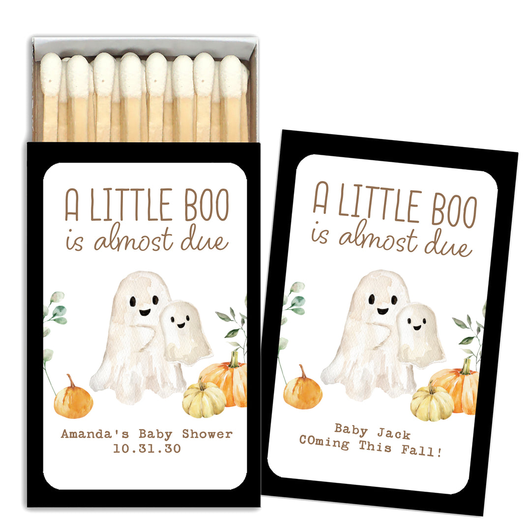 A Little Boo is Almost Due, Fall Baby Shower Favor Matches (Set of 50)