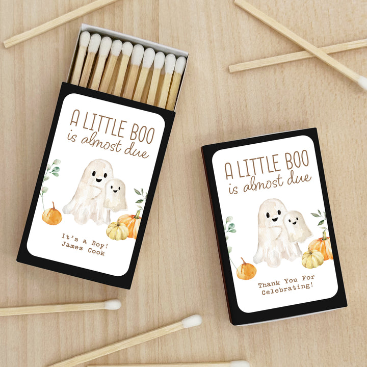 A Little Boo is Almost Due, Fall Baby Shower Favor Matches (Set of 50)