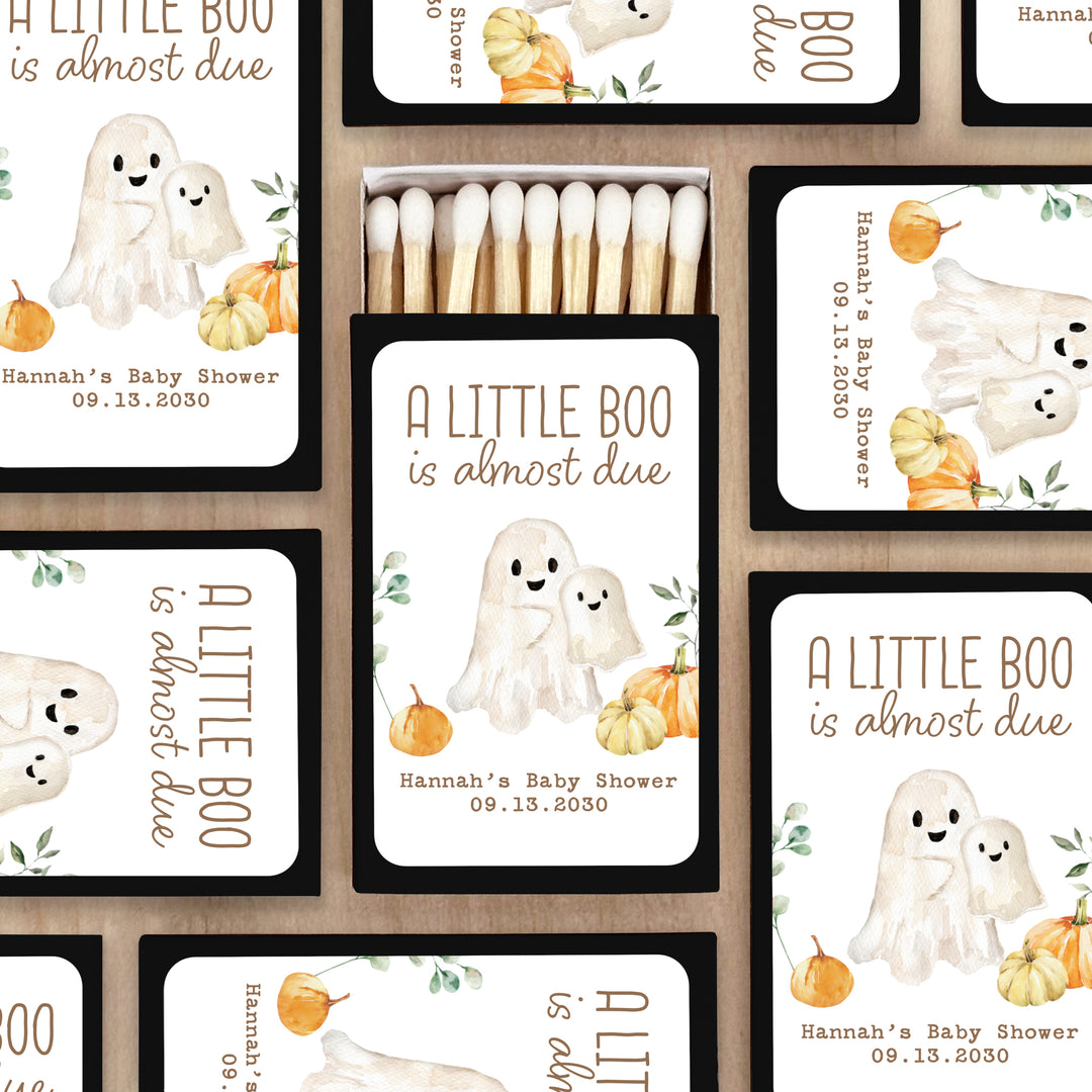 A Little Boo is Almost Due, Fall Baby Shower Favor Matches (Set of 50)