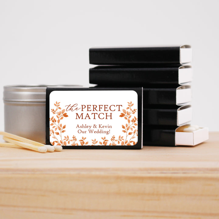 Personalized Wedding Favor Matches, Custom Matchboxes, Fall Wedding Favors, The Perfect Match, Autumn Leaves