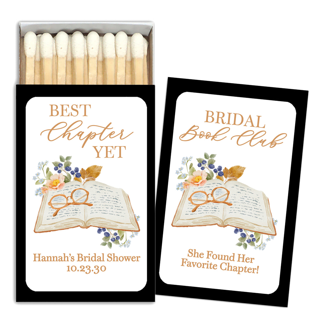 Personalized Wedding Matchboxes, Bridal Shower Favors, The Next Chapter, Our Love Story - Set of 50