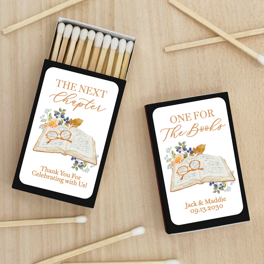 Personalized Wedding Matchboxes, Bridal Shower Favors, The Next Chapter, Our Love Story - Set of 50