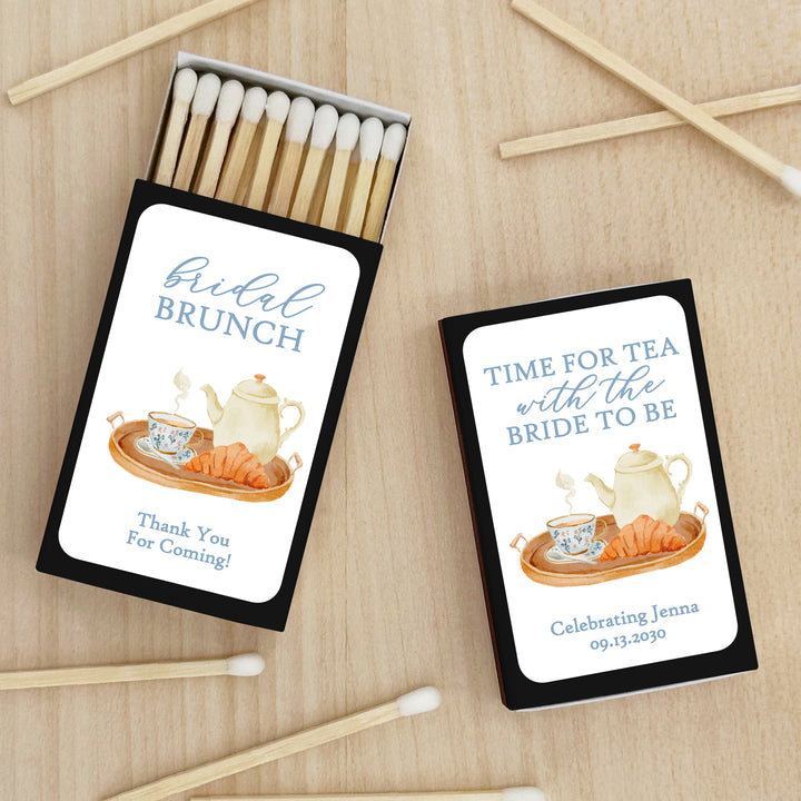 Bridal Shower Favors, Personalized Matchboxes, Bridal Brunch, Bridal Shower Tea Tray, Wedding Favors - Set of 50