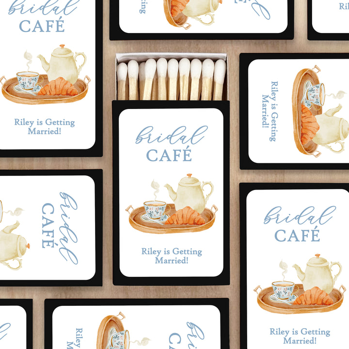 Bridal Shower Favors, Personalized Matchboxes, Bridal Brunch, Bridal Shower Tea Tray, Wedding Favors - Set of 50