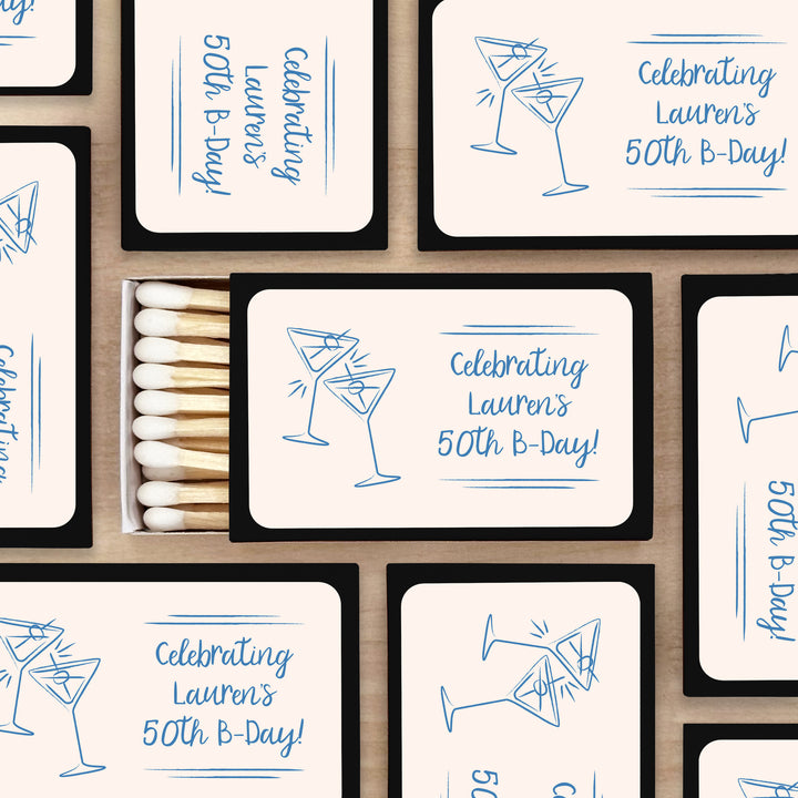 Wedding Favor Matches, Hand Drawn Drink Sketch (Set of 50)