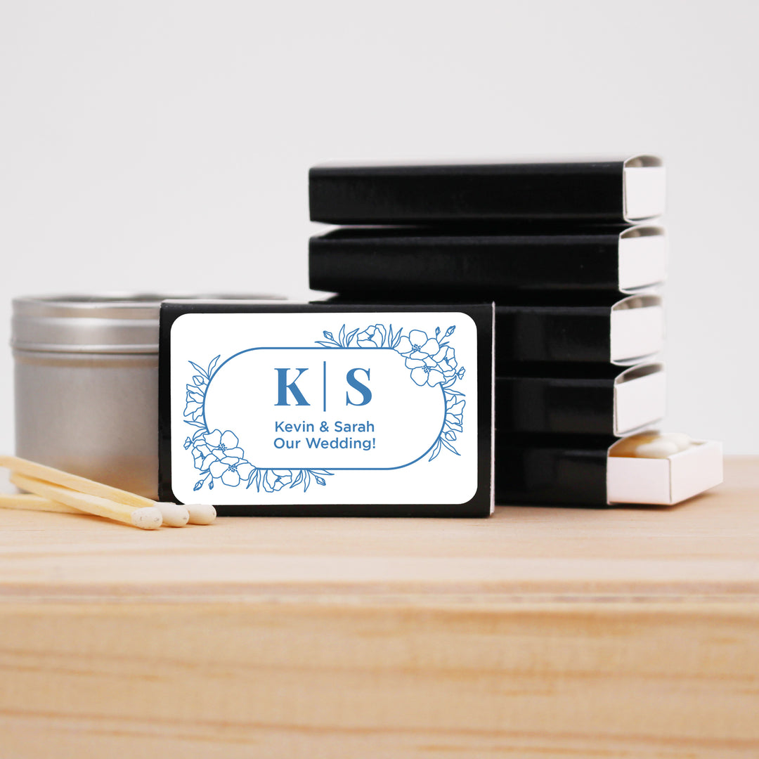 Wedding Favor Matches, Floral Line Drawing (Set of 50)