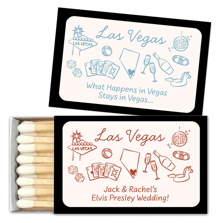 Custom Wedding Matches, Girls Weekend, Hand Drawn Las Vegas Bachelorette Matches (Set of 50)