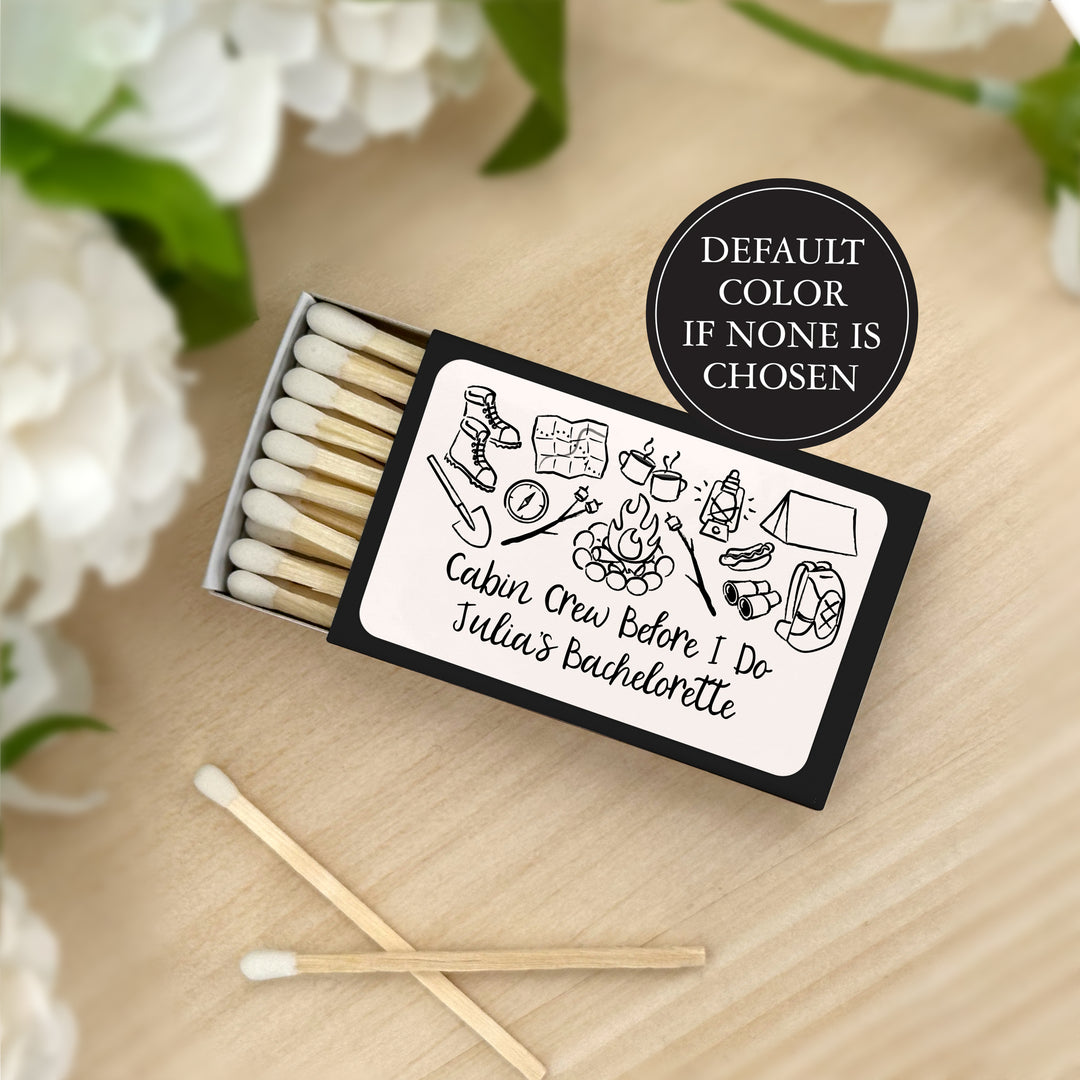 Custom Wedding Matches, Girls Weekend, Hand Drawn Camp Bachelorette Matches (Set of 50)
