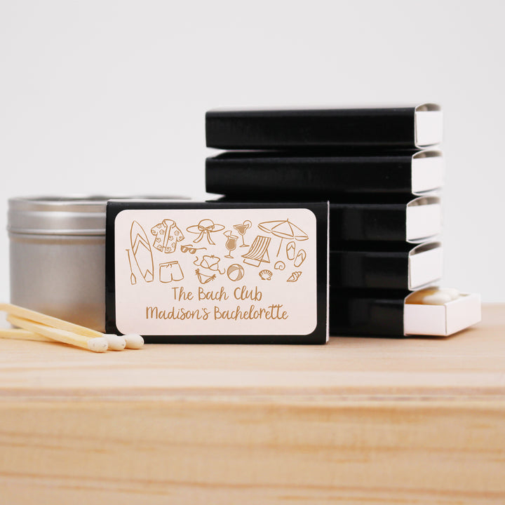 Custom Wedding Matches, Girls Weekend, Hand Drawn Beach Bachelorette Matches (Set of 50)