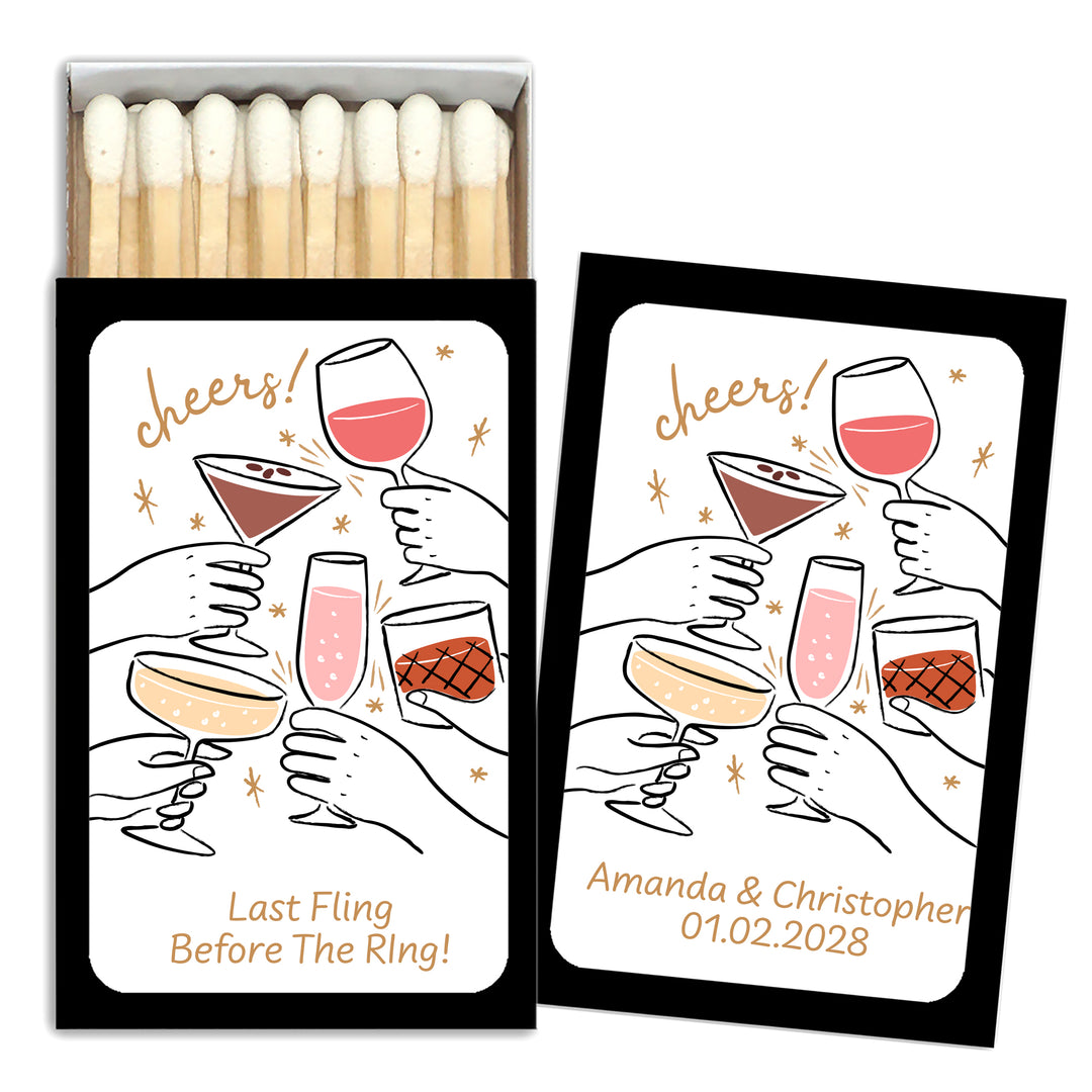 Cheers Cocktails Doodle, Matches - Set of 50