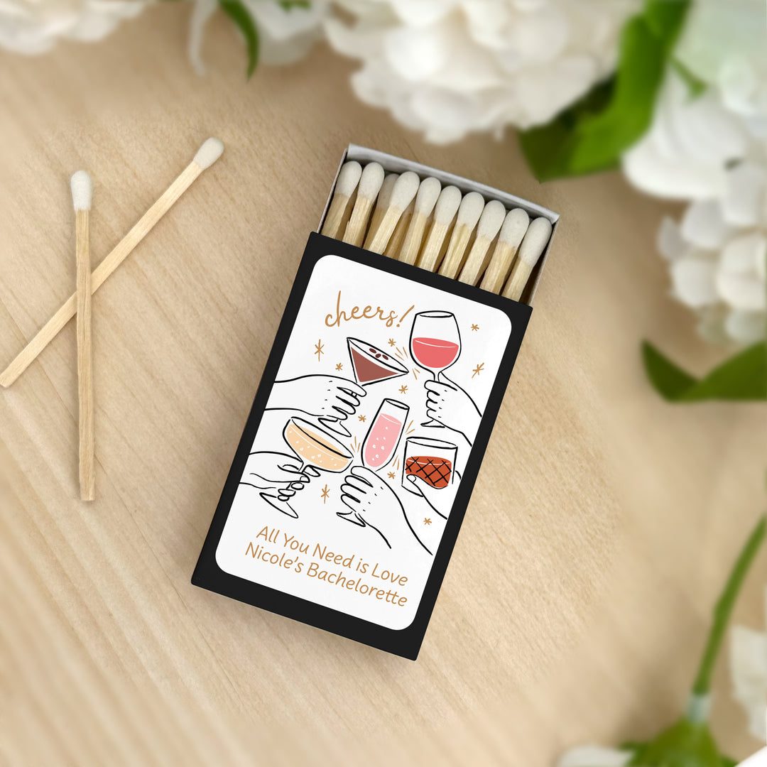 Cheers Cocktails Doodle, Matches - Set of 50