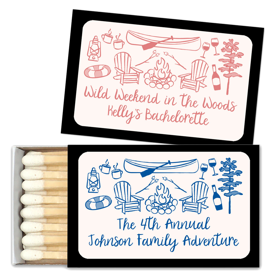 Custom Wedding Matches, Girls Weekend, Hand Drawn Lake Bachelorette Matches (Set of 50)