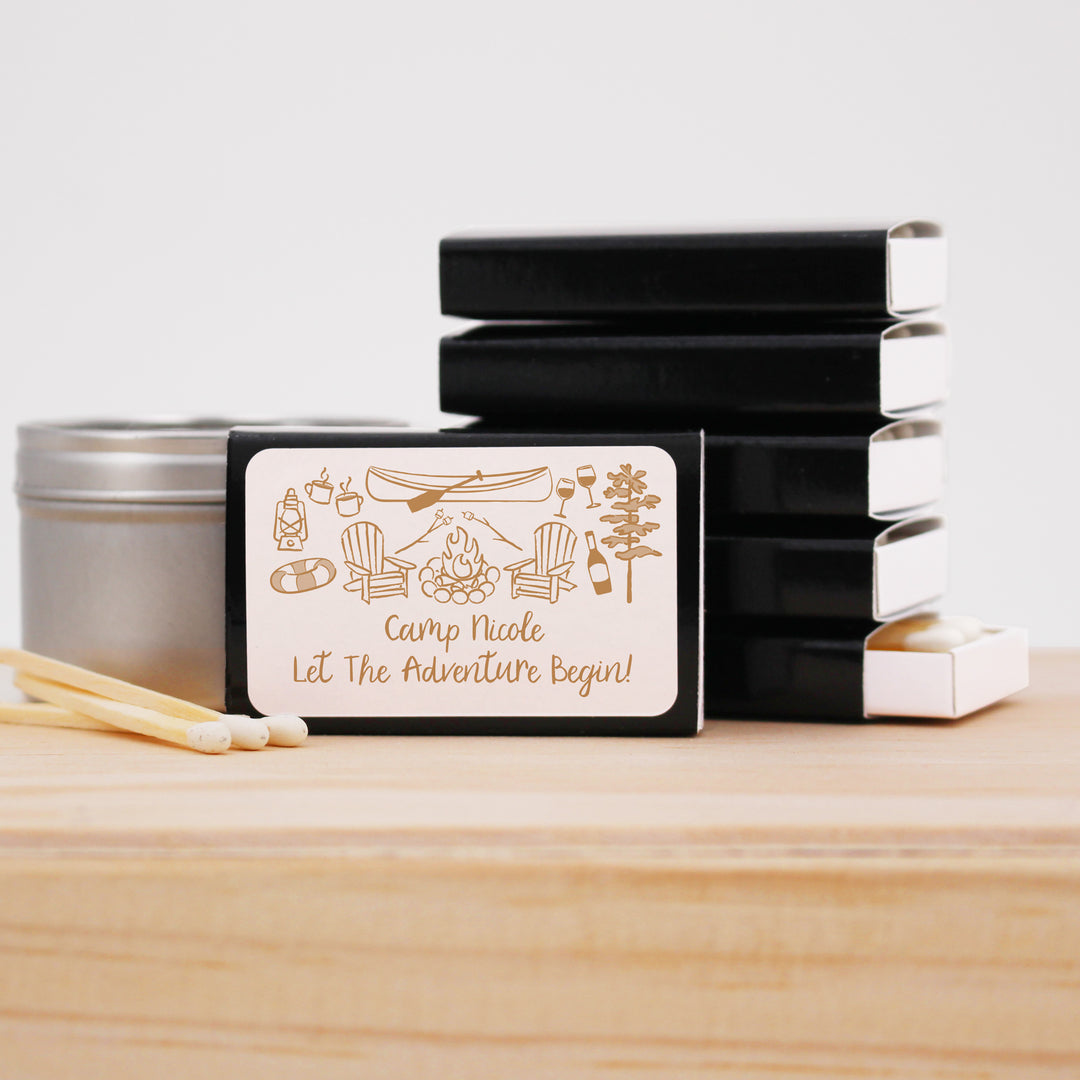 Custom Wedding Matches, Girls Weekend, Hand Drawn Lake Bachelorette Matches (Set of 50)