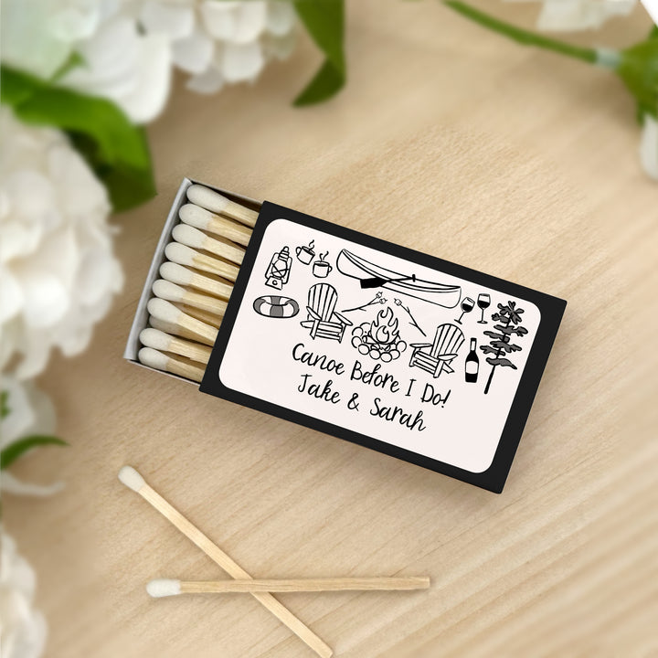 Custom Wedding Matches, Girls Weekend, Hand Drawn Lake Bachelorette Matches (Set of 50)