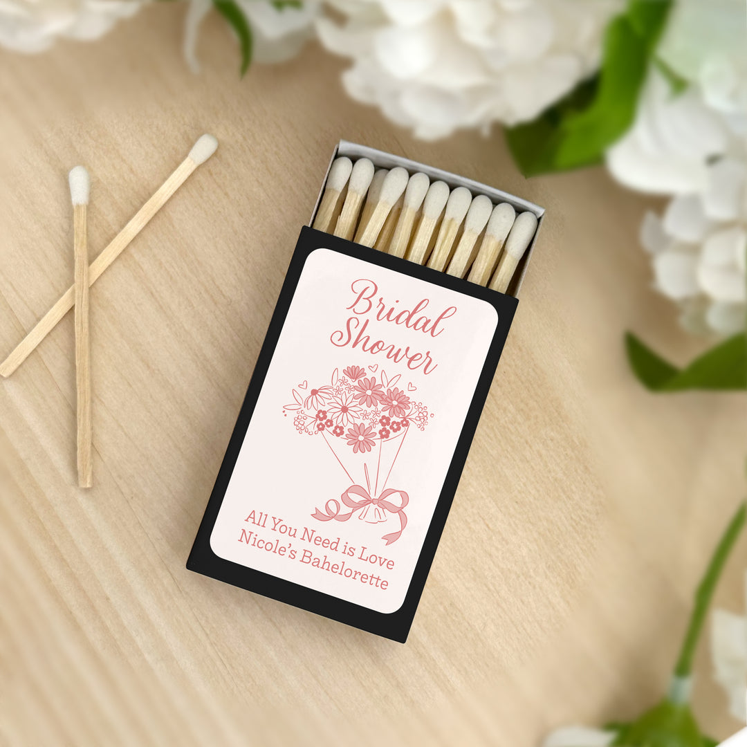 Hand Drawn Bouquet Sketch Matches, Wedding Matches (Set of 50)