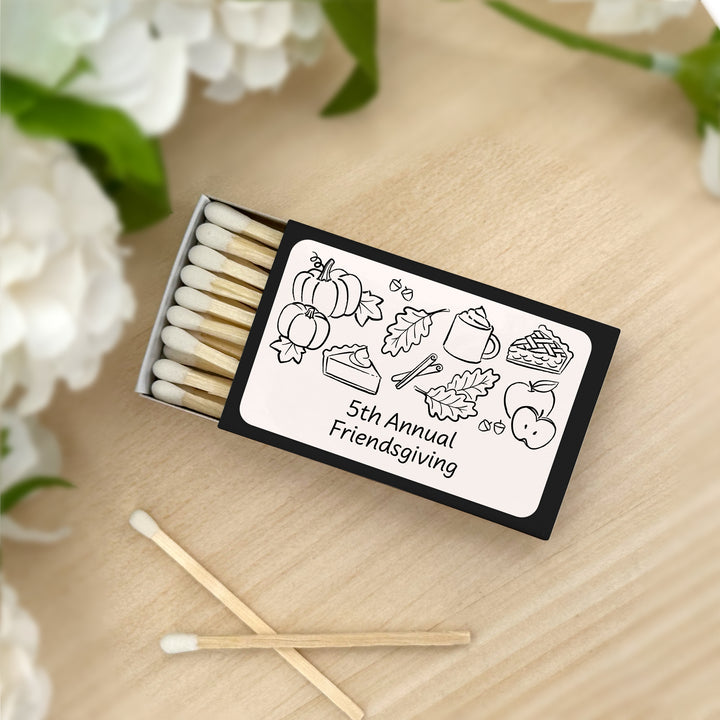 Fall Doodle Matchbox Favors and Gifts, Bridal Shower, Friendsgiving, Baby Shower, Wedding Matches - Set of 50