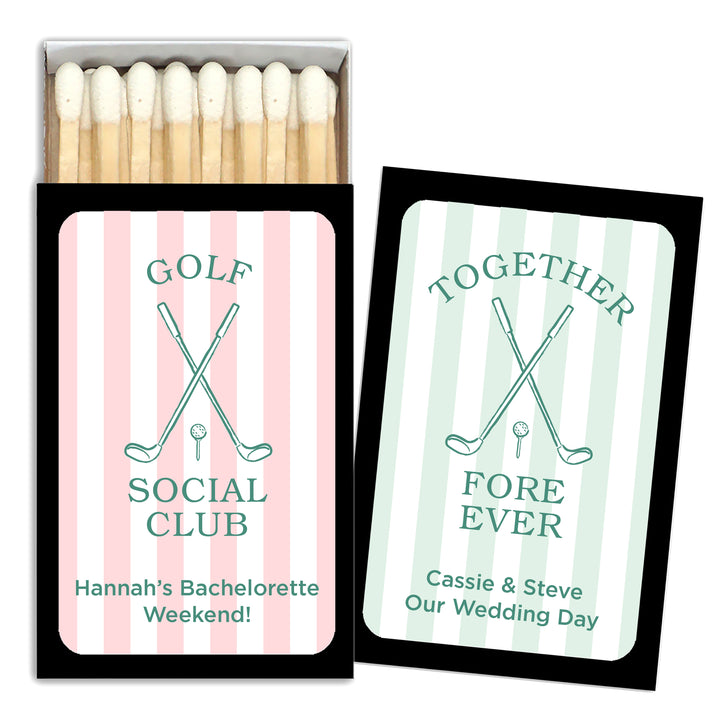 Last Swing Before the Ring, Golf Stripe Matches - Set of 50