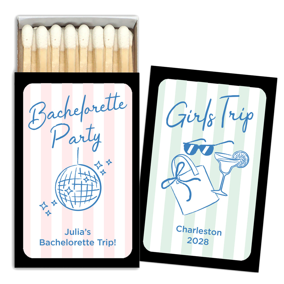 About Last Night, Last Toast on the Coast, Bachelorette Stripe Matches - Set of 50