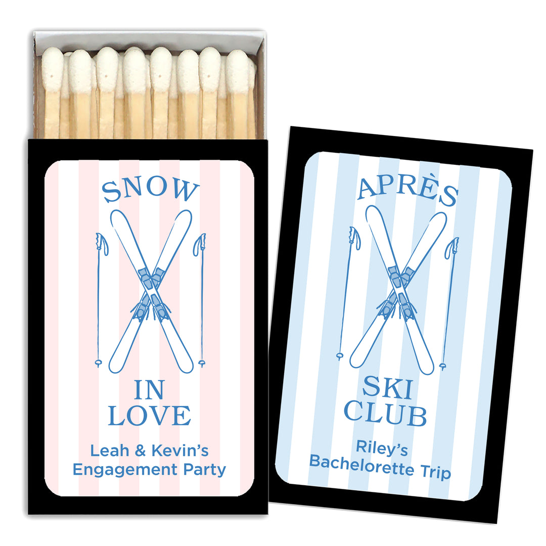 Last Toast on the Slopes, Ski Stripe Matches - Set of 50