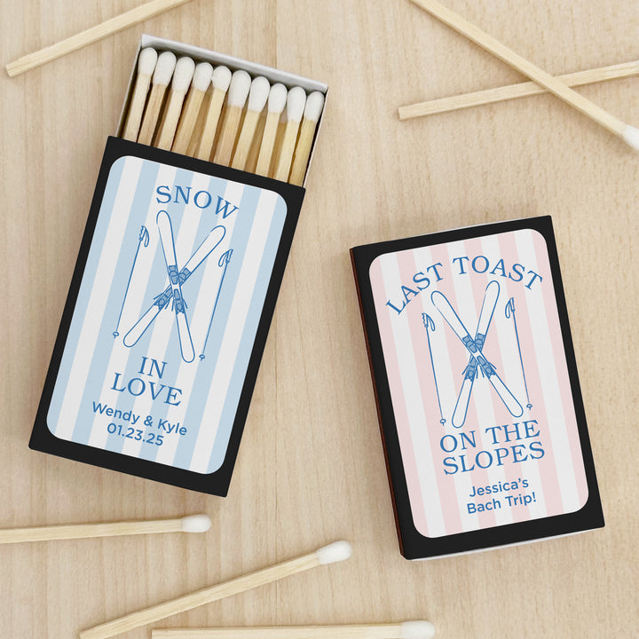 Last Toast on the Slopes, Ski Stripe Matches - Set of 50