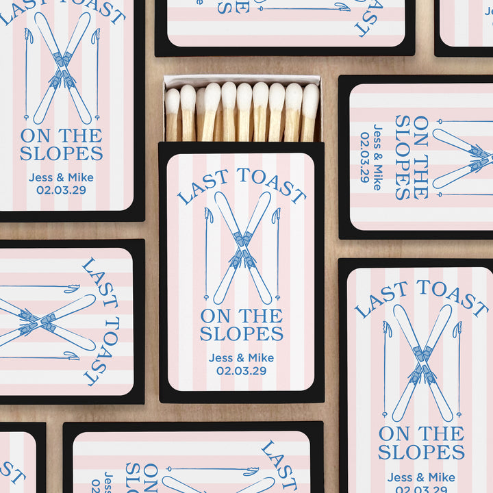 Last Toast on the Slopes, Ski Stripe Matches - Set of 50