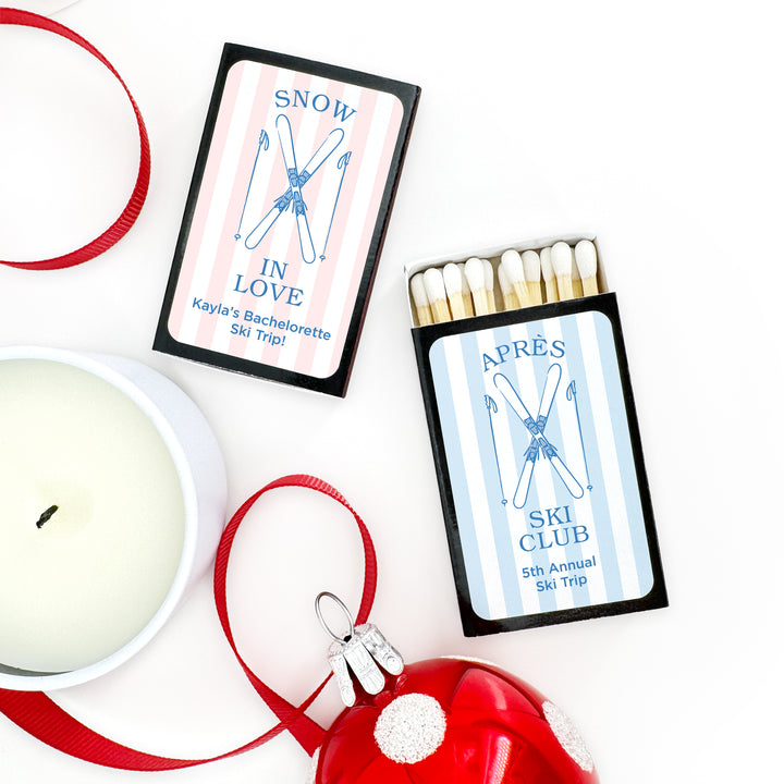 Last Toast on the Slopes, Ski Stripe Matches - Set of 50