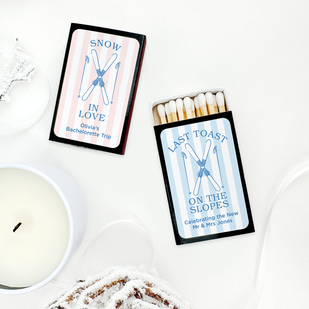 Last Toast on the Slopes, Ski Stripe Matches - Set of 50