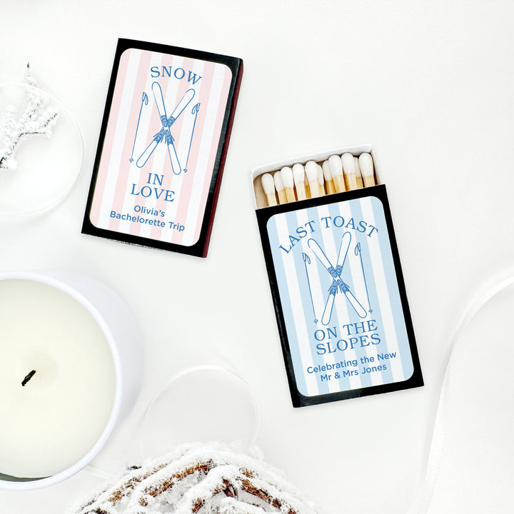 Last Toast on the Slopes, Ski Stripe Matches - Set of 50