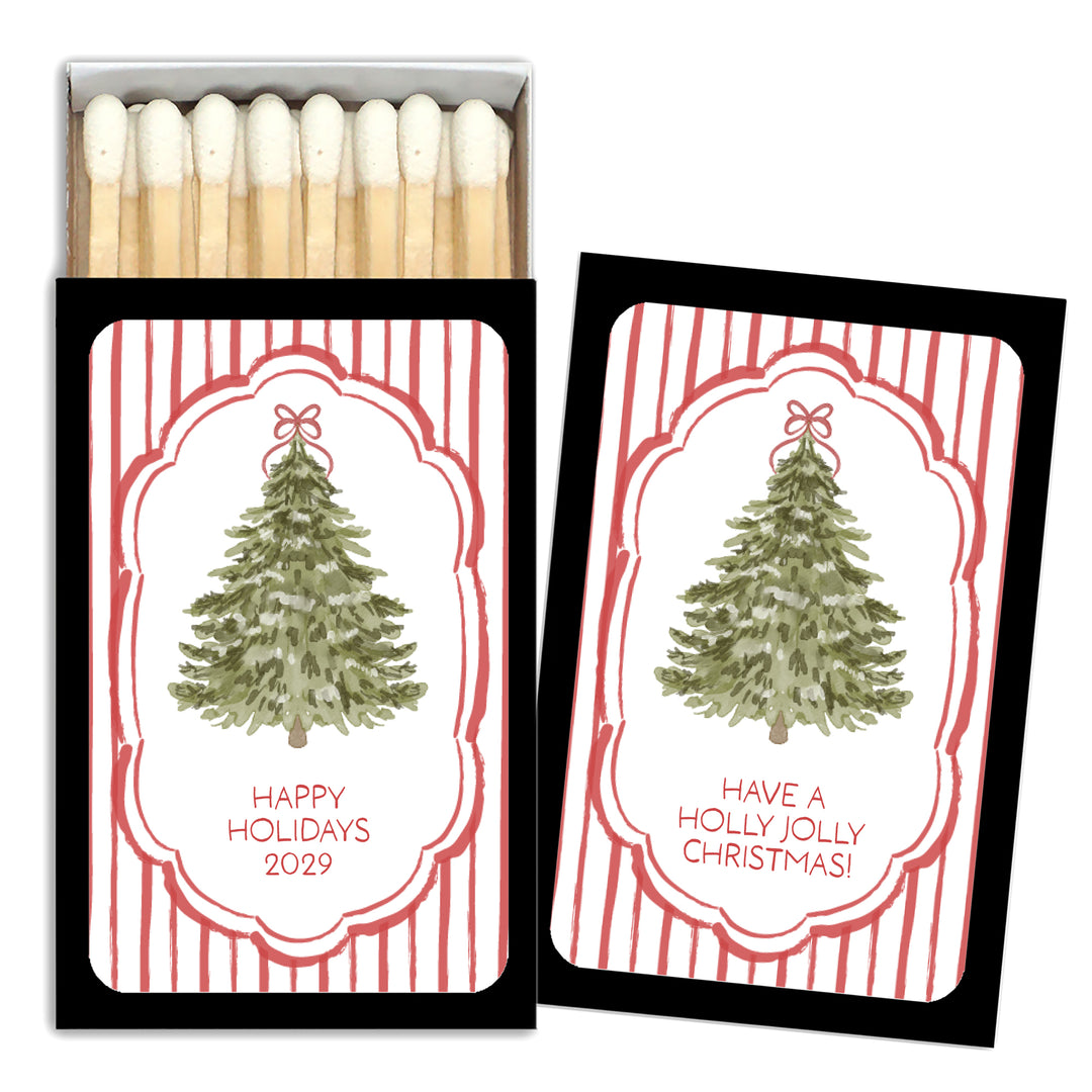 Christmas Tree Stripe Matches - Set of 50