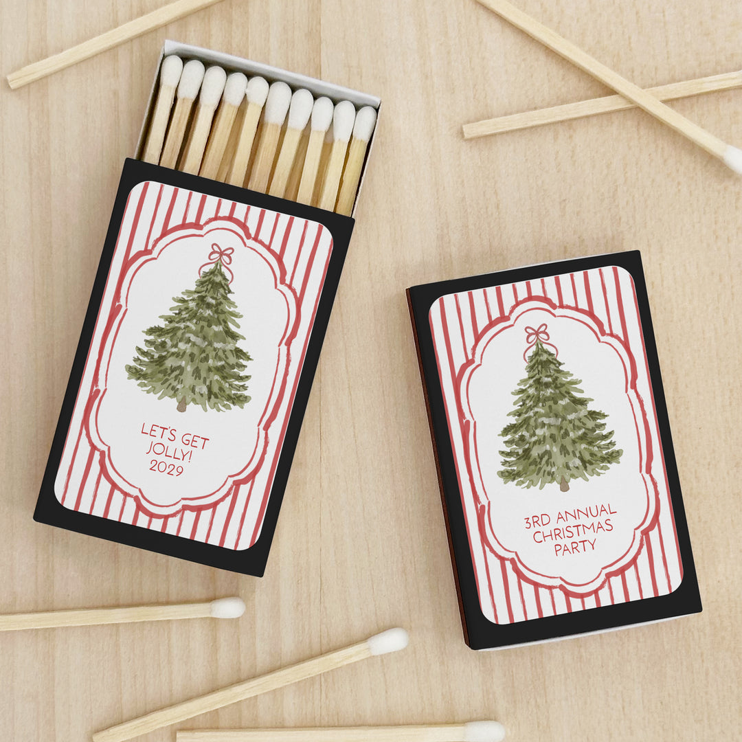 Christmas Tree Stripe Matches - Set of 50