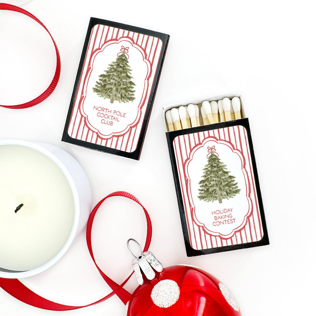 Christmas Tree Stripe Matches - Set of 50