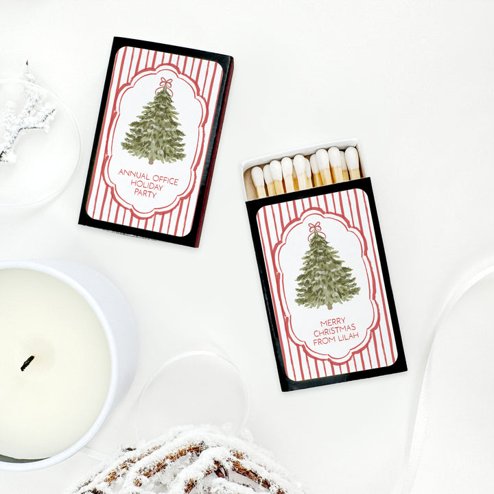 Christmas Tree Stripe Matches - Set of 50